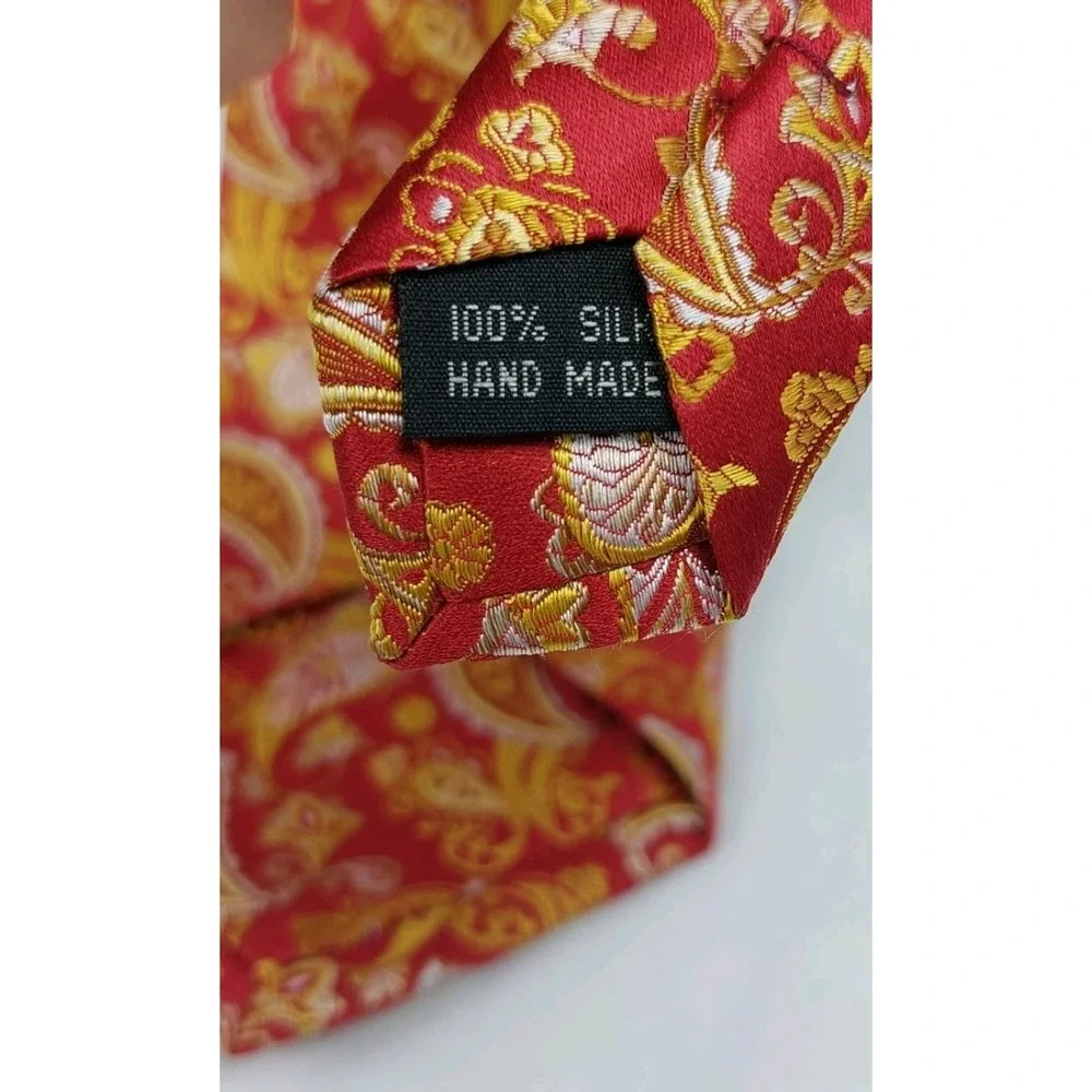 Krimson‎ By Kwame Mens Necktie Red Gold Paisley 64